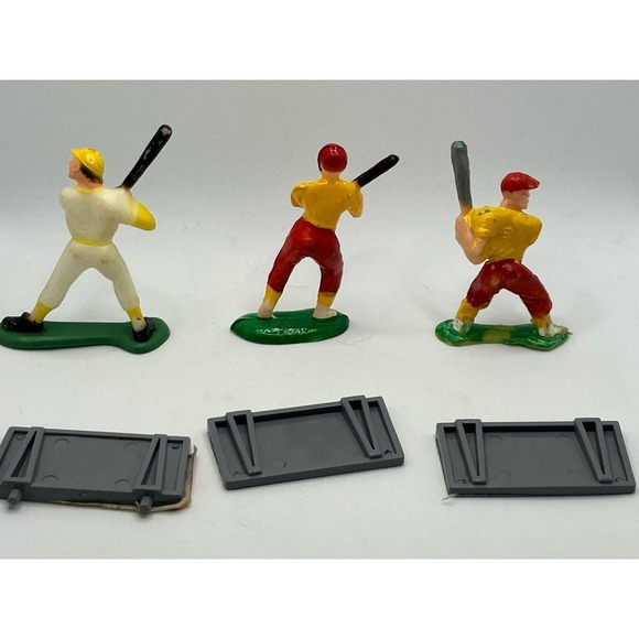 Baseball Cake Topper Plastic Figures Yellow Red Batters Vintage - Picture 2 of 4